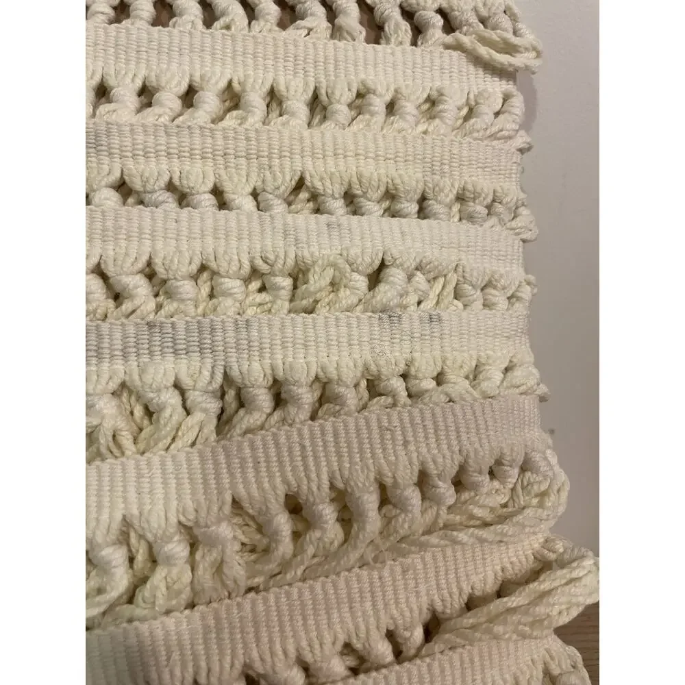 (Destash LOT 6 yd) Cream Creme Cotton Woven Knotted Tassel Fringe Trim Edge 4”